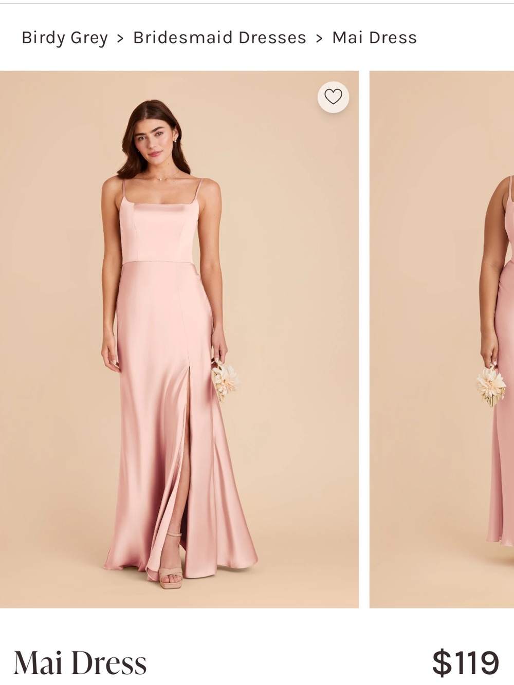Birdy Grey Mai Satin Gown — Blush Pink Spaghetti-Strap Wedding Dress